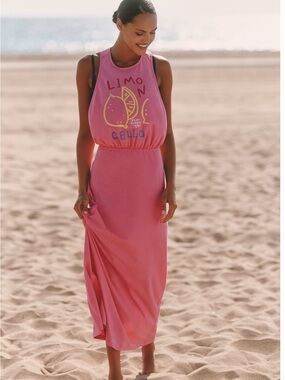 Anthropologie Pink Twist-Back Sleeveless Maxi Dress